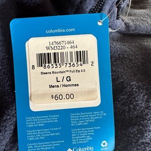 Men’s blue Columbia jacket. Size large. New with tags.